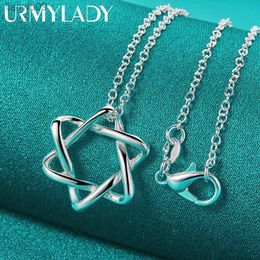 URMYLADY 925 Sterling Silver Five Pointed Star 18 Inch Pendant Necklace For Women Wedding Party Fashion Jewellery L230704