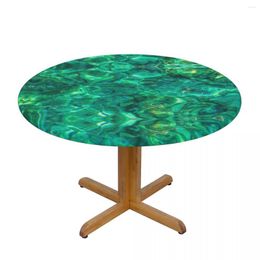 Table Cloth Modern Round Cover Stretch Tablecloths Turquoise Blue Ripples Home Decorative