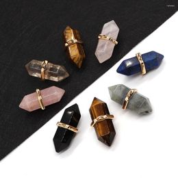 Pendant Necklaces Natural Stone Hexagonal Lapis Lazuli 15x34mm Charm Agate Crystal DIY Necklace Earrings Fashion Jewellery Accessories