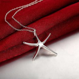 925 sterling Silver fine Starfish Pendant Necklace For Women Luxury Fashion Party Wedding Accessories Jewelry Christmas Gifts L230704