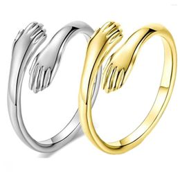 Cluster Rings 2023 Valentine's Day Gift Love Hug Open Ring Retro Simple Letter Finger Unisex Adjustable Size Jewellery