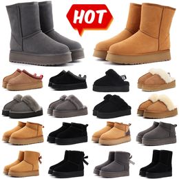 Australia Boots Womens Winter Fur Slides Ankle Half Snow Boot Wgg Thick Soled Boot Classic Ankle Black Pink Red Brown Wgg Booties