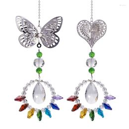Garden Decorations 1Pc Crystal Pendant Home Decoration Butterfly Love Ring Color Diy Outdoor Lucky Gift Courtyard Suncatchers