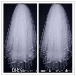 White Ivory 3 Layers Short Wedding Veils With Perals Matched Comb Ribbon Edge Tulle 2019 Selling New Cheap Bridal Accessories 287z