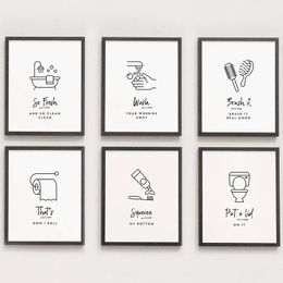 Bathroom Funny Canvas Painting Print Minimal Humour Toilet Signs Posters And Prints Wall Art Picture Modern Bathroom Home Decor Gifts Cuadros Wo6