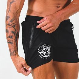 Men's Shorts 2023 Quick Dry Short Sports Three Points Zipper Pocket Printed Fashion Fitness Pants