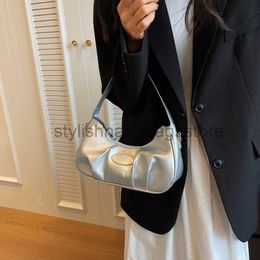 Shoulder A niche texture silver for women's 2023 new summer single shoulder with high-end pleated underarm crescent moon bagstylishhandbagsstore