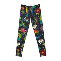 Active Pants Hummingbirds And Passionflowers - Cloisonne On Black Pretty Floral Bird Pattern By Cecca Designs Leggings