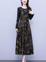 Casual Dresses Autumn Winter Floral Long Sleeve Dress Women Elegant Clothing Chic Prom Midi Boho Vintage 2023 Luxury Party Night