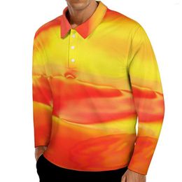 Men's Polos Fire Water Polo Shirt Autumn Abstract Print Casual Long Sleeve Turn-Down Collar Stylish Design Oversize T-Shirts