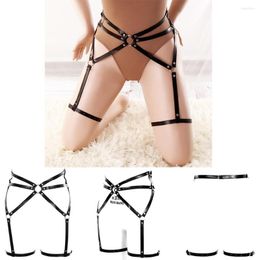 Belts Charming Garters Sexy Underwear Black Leather Lingerie Harness For Women Adjust Suspender Punk Goth Exotic Costume