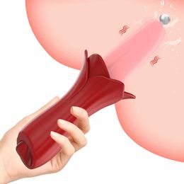 Female Powerful Tongue Licking Rose Vibrator 10 Modes G-spot Clit Stimulator Nipple Massager Mini