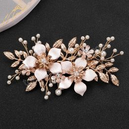 Flower Hairpins Wedding Exquisite Hair Clips Barrettes Hair Grips Bridal Crystal Leaves Hair Accessories For Women Hair Jewellery