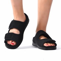 Sandals 2023 Diabetes Slippers Foot Width Bloated Big Bone Can Adjust Pregnant Women Rubber Foam Bottom Loose Cloth Breathable 230807