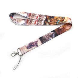 Cell Straps Charms Cute Cat Lanyard Neck Strap for key Card Cellphone Straps Badge Holder Hanging Rope Neckband Accessories