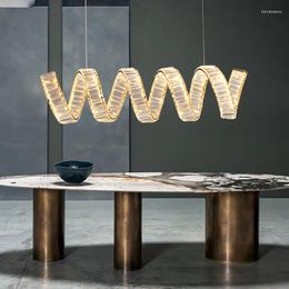 Chandeliers Led Art Chandelier Pendant Lamp Light Striped Restaurant Modern Luxury High-end Bar Table Dining Crystal