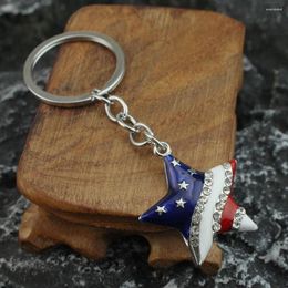 Keychains USA Flag Keychain Patriotic Style Key Chain Keyring Printed American Backpack Holder Gifts