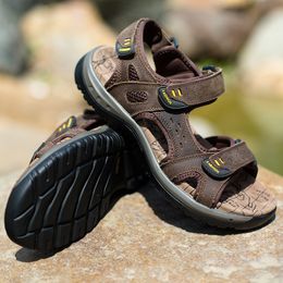 Sandals Outdoor Genuine Leather Men's Summer Nonslip Beach Shoes Sneakers Men Walking Mountaineering Travel Big Size 48 230807