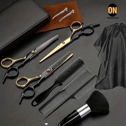 11pcs/set Hair Cutting Scissors Set Barber Hairdressing Scissors Kit Stainless Steel Thinning Shears Scissors Combs Cape Clips