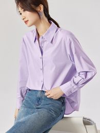 Women's Blouses Sentubila White Women Office Lady Shirts Spring Turn-down Collar Long Sleeve Single Breasted Working Tops 131C45760