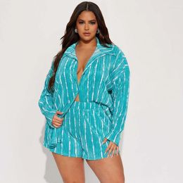 Women's Tracksuits Summer Matching Shorts Sets Fashion Temperament Exotic Print Y2K Long Sleeve Shirt Female High Waist Slim Suit