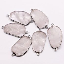 Pendant Necklaces 4pcs/lot Natural White Crystal Stone Irregular Pendants Necklace Silver Plated Fashionable Charms Diy Jewelry Accessories