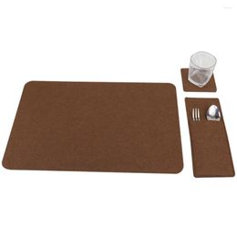Table Runner 3PCS Felt Placemats Washable Mat European Style Insulation Pad Non-slip Dish Bowl Glass For Kitchen Dinning Room