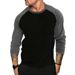 Men's T Shirts T-shirts Cotton Long Sleeve O-neck Pactwork Casual For Men Contrast Colour Autumn Designer Tees Oversize Tops