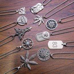 Pendant Necklaces Cool Gothic Hip-Hop Geometry Shape Tag Titanium Steel Necklace Army Style Male Chain Men Women Jewellery