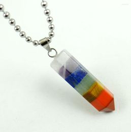 Pendant Necklaces 7 Chakra Circular Cone Pendulum Natural Stone Lapis Mix Color Dowsing Spiritual Healing Reiki Jewelry Necklace 1PC