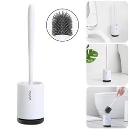 Silicone Toilet Brush Holder Sets Wc Wall Hanging Household Floor Standing Bathroom Cleaning Accessories Soft Bristles TPR Head Ba223M