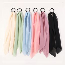 Hair Clips South Korea's Solid Colour Chiffon Streamer Fabric Ring Tie Small Fresh Girl Elastic Scrunchies