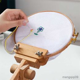 Chinese Products Wooden Embroidery 360 Degree Rotation Adjustable Desktop Stand Cross Stitch Rack Frames Rings Adults Mother Gifts Sewing R230807