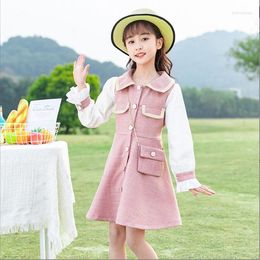 Girl Dresses 2023 Korean Style Girls Patchwork Dress With Bag Fashion Spring Good Quality 4-9 Years C271