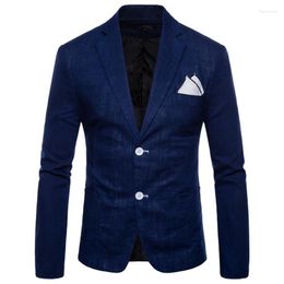 Men's Suits Mens Blazers Spring Autumn 2023 Casual 2 Button Cotton And Linen 9-color Suit Blazer Homme