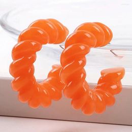 Hoop Earrings Korean Screw Circle Acrylic For Women Fashion Jelly Colour Resin Twists C-Shape Statement Earring Jewellery Gift