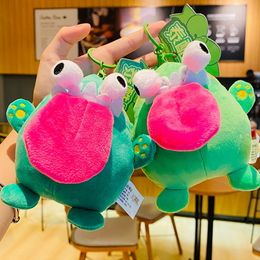 Plush Dolls Cartoon Funny And Explosive Eyed Dragon Key Chain Cute Tonguing Frog Doll Toy Keychain Female Bag Car Pendant 230807