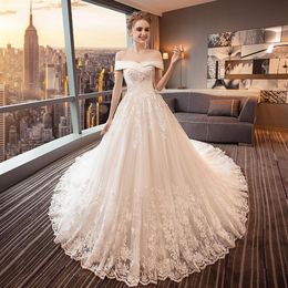 Luxury Long Train Vestido De Noiva Lace Wedding Dress Customised Plus Size Gowns Bridal248k