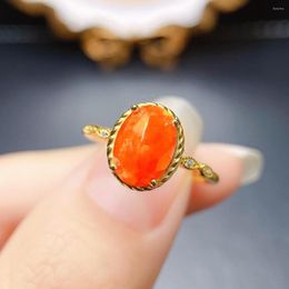 Cluster Rings High Quality 925 Sterling Silver Natural Fire Orange Opal Engagement Ring October Birthstone