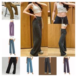 Throwback Still Women's Loose Yoga High Waist Drawstring Wide Leg Pants Outdoor Casual Jogging Gym Sports Flare Pants lu-168