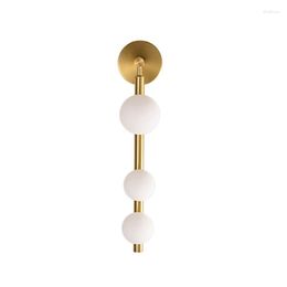 Wall Lamp Modern LED White Glass Ball Shade Gold Black Simple Living Room Bedroom Study Aisle Iron Art Sconce Drop