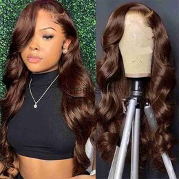 Human Hair Capless Wigs Brown 13x4 Lace Frontal Human Hair Wigs For Women Body Wave HD Transparent Lace Front Human Hair Wig On Sale Glueless Wig 250 x0802