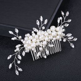 Bride Pearl Hair Comb Rhinestone Girls Tiaras Headwear Fashion Alloy Hairpin Clip For Women Wedding Hair Jewellery Accessories