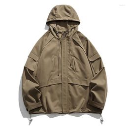 Men's Jackets Mens Camping Jacket With Hooded Lightweight Full Zip Hiking Waterproof Windproof Work Travel Oversized Hoodie Tactical