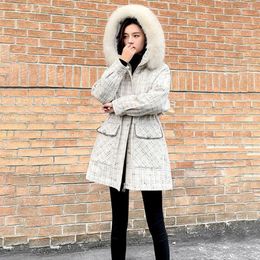 Women's Trench Coats Korean Version Mid-length Cotton Jackets Women Hooded Parkas Fur Collar Warm Ladies Loose Black Thicken Casual