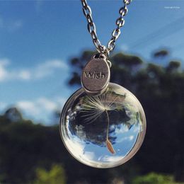 Pendant Necklaces Real Dandelion Seeds Wishing Bottle Beauty Handmade Lucky Flower Glass & Pendants For Women Female Jewelry Decoration