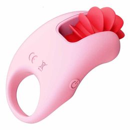 Massager 10 Speeds Vibrators Penis Cock Rings for Couple Male Delayed Ejaculation Rotation Clitoris Stimulator Tongue Licking