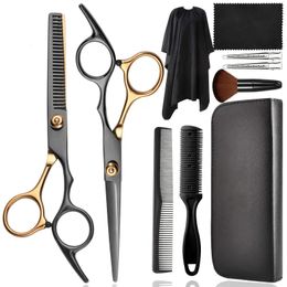 10-Piece Professional Hair Cutting Scissors Kit - Stainless Steel Hairdressing Shears Set for Home & Barber Use