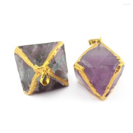 Pendant Necklaces Druzy Fashion Jewelry Carnelian Colorful Choker Natural Stone Round With Vintage Fluorite Golden Kolye