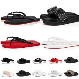 2023 Luxury Designer Slippers Men Rivets Shoes fluffy Slipper Women Mens Black White Beige soft Red Platform Sandal Flat Slides Flip Flops Pool Paris Sandals fashion